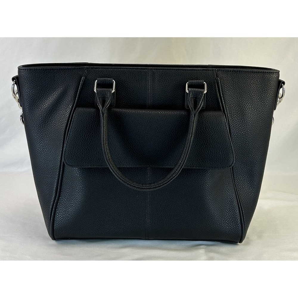 Jewell by Thirty-One Black Pebbled Faux Leather Tote Shoulder Bag Crossbody READ